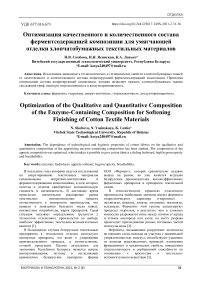 Оптимизация качественного и количественного состава ферментсодержащей композиции для умягчающей отделки хлопчатобумажных текстильных материалов