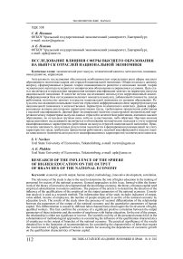 Исследование влияния сферы высшего образования на выпуск отраслей национальной экономики