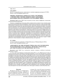 Оценка межотраслевого баланса регионов с преимущественно минерально-сырьевым потенциалом (на примере Республики Тыва)