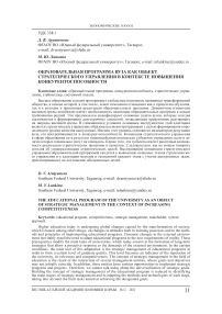 Образовательная программа вуза как объект стратегического управления в контексте повышения конкурентоспособности