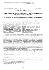 Особенности репродуктивных установок современной студенческой молодежи