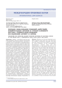 Порядок обжалования решений (действий) избирательных органов в странах Ближнего Востока: сравнительно-правовое исследование (Египет и Сирия)