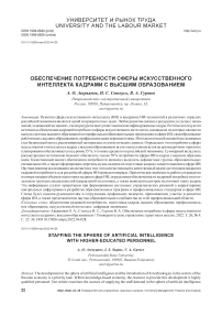 Обеспечение потребности сферы искусственного интеллекта кадрами с высшим образованием