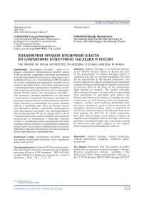 Полномочия органов публичной власти по сохранению культурного наследия в России