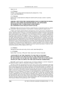 Оценка перспектив экономического развития региона при реализации мероприятий по увеличению производства семян подсолнечника (на примере Краснодарского края)