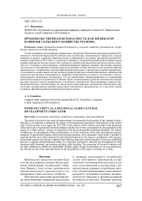 Продовольственная безопасность как индикатор развития сельского хозяйства региона