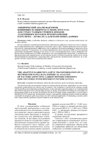 Эмпирический анализ факторов, влияющих на выбросы углекислого газа для стран с разным уровнем доходов адаптивным методом преобразования Кархунена - Лоэва (PCA) для панельных данных