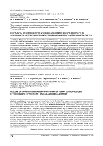 Результаты санитарно-гигиенического и эпидемического мониторинга эхинококкоза человека в субъектах Северо-Кавказского федерального округа