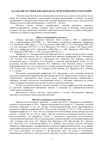 Казанские научные школы в области ветеринарии и зоотехнии