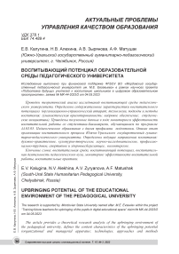 Воспитывающий потенциал образовательной среды педагогического университета