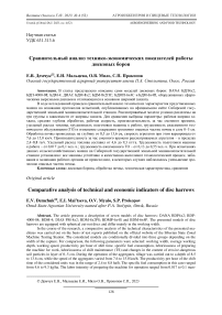 Сравнительный анализ технико-экономических показателей работы дисковых борон