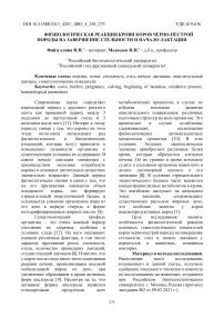 Физиологическая реакция крови коров черно-пестрой породы на завершение стельности и начало лактации