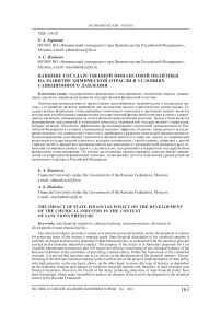 Влияние государственной финансовой политики на развитие химической отрасли в условиях санкционного давления