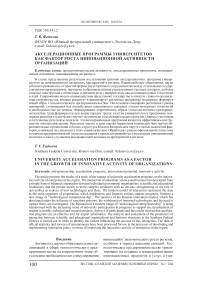 Акселерационные программы университетов как фактор роста инновационной активности организаций