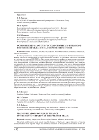 Основные показатели государственных финансов Ростовской области на современном этапе