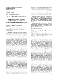 Цифровая оценка влияния удобрений на урожайность сельскохозяйственных растений