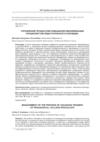 Управление процессом повышения квалификации специалистов педагогического колледжа