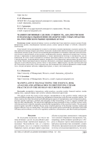 Манипулятивные сделки: сущность, анализ рисков и подходы к выявлению недобросовестных практик на российском рынке ценных бумаг