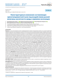 Наноструктурные изменения составляющих хризотилцементной пыли под воздействием разной величины кислотности среды и времени экспозиции