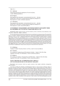 Основные тенденции антропогенного воздействия на водные ресурсы Ростовской области