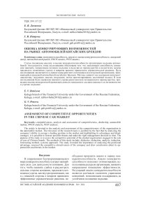 Оценка конкурирующих возможностей на рынке автомобилей китайских брендов