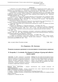 Развитие подвидов группового и коллективного человеческого капитала