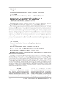 Повышение конкурентной устойчивости высокотехнологичных предприятий авиационной промышленности