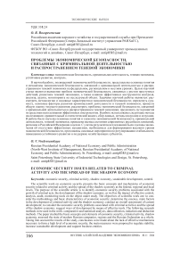 Проблемы экономической безопасности, связанные с криминальной деятельностью и распространением теневой экономики