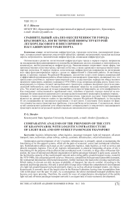 Сравнительный анализ обеспеченности города Красноярска логистической инфраструктурой легкорельсового и внеуличного пассажирского транспорта