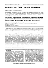 Показатели красной крови больных алкоголизмом с разными уровнями периферических маркеров окислительного стресса