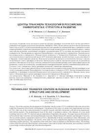 Центры трансфера технологий в университетах: структура и развитие