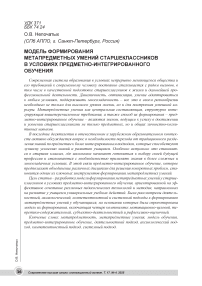 Модель формирования метапредметных умений старшеклассников в условиях предметно-интегрированного обучения