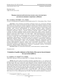 Оценка показателей качества плодов лоха узколистного для использования в кормовых добавках