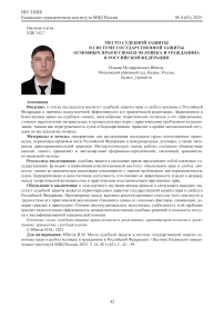 Место судебной защиты в системе государственной защиты основных прав и свобод человека и гражданина в Российской Федерации