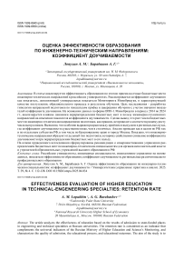 Оценка эффективности образования по инженерно-техническим направлениям: коэффициент доучиваемости