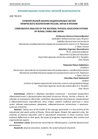 Сравнительный анализ национальных систем физического воспитания России, Китая и Японии