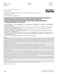 Сравнительная характеристика взаимосвязи клинических проявлений, качества жизни и электролитных нарушений у пациентов с метастатическим раком желудка, получающих иммунотерапию, с резекцией желудка в анамнезе