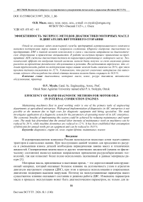 Эффективность применения экспресс-методов диагностики моторных масел в качестве ресурсосберегающих технологий в двигателях внутреннего сгорания