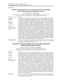 Оценка накопления пыли от техногенного объекта хранения хвостов обогащения на территории города