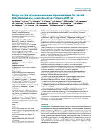 Хирургическое лечение врожденных пороков сердца в Российской Федерации: данные национального регистра за 2024 год