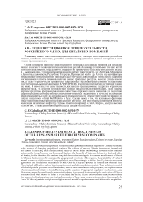 Анализ инвестиционной привлекательности российского рынка для китайских компаний