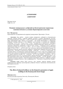 Влияние минеральных удобрений на биометрические параметры саженцев яблони в условиях Красноярской лесостепи