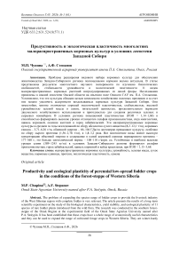 Продуктивность и экологическая пластичность многолетних малораспространенных кормовых культур в условиях лесостепи Западной Сибири