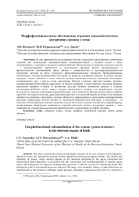 Морфофункциональное обоснование строения венозной системы внутренних органов у птиц
