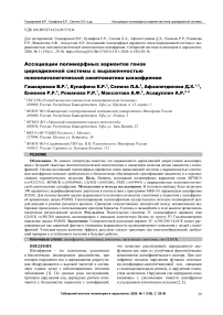 Ассоциации полиморфных вариантов генов циркадианной системы с выраженностью психопатологической симптоматики шизофрении