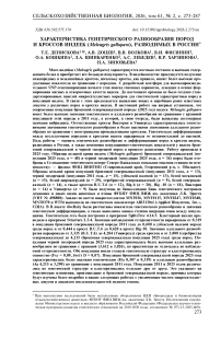 Характеристика генетического разнообразия пород и кроссов индеек (Meleagris gallopavo), разводимых в России