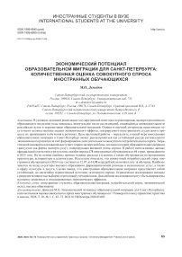 Экономический потенциал образовательной миграции для Санкт-Петербурга: количественная оценка совокупного спроса иностранных обучающихся