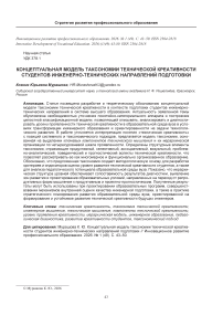 Концептуальная модель таксономии технической креативности студентов инженерно-технических направлений подготовки