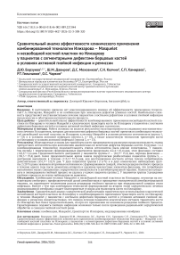 Сравнительный анализ эффективности клинического применения комбинированной технологии Илизарова – Masquelet и несвободной костной пластики по Илизарову у пациентов с сегментарными дефектами берцовых костей в условиях активной гнойной инфекции и ремиссии
