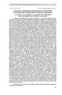 Состав и содержание фенольных соединений в листьях двух фенотипов Chamaenerion angustifolium